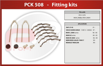 sada příslušenství brzdových desek PCK-508 pro desky PCV1279