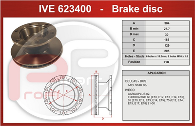 kotouč brzdový IVECO EUROCARGO 60 E12 - Profi Part, 304x165x129x205