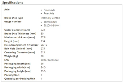 kotouč brzdový IVECO 80-100E15 - 322x215x134x275 DON