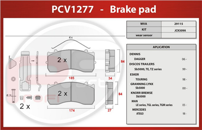 deska brzdová MERCEDES - Profi Part, 185x84x27/34, PCV1277