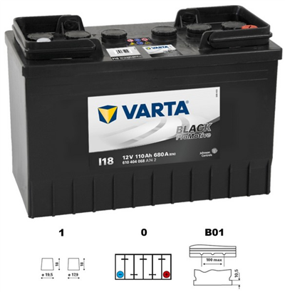 Promotive BLACK 110Ah 12V 680A 347x173x234 spodní uchycení