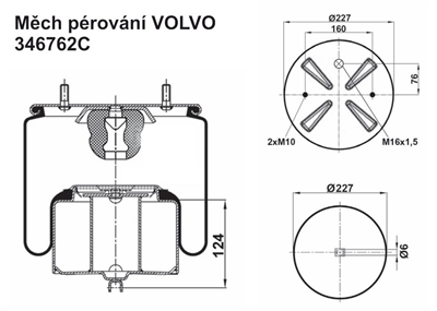 měch pérování VOLVO FH12 lowdeck komplet
