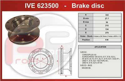 kotouč brzdový IVECO 80-100E15 - Profi Part, 322x215x134x275