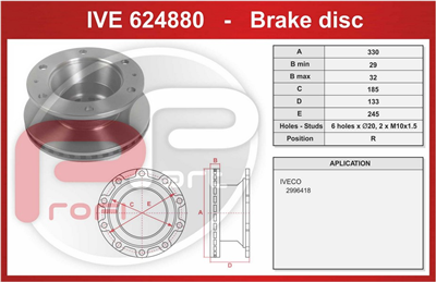 kotouč brzdový zadní IVECO 330x32x185x133x245