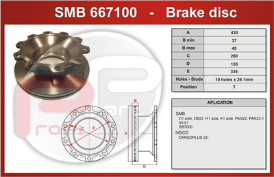 kotouč brzdový SMB ABS kroužek - Profi Part, 430x280x155x335