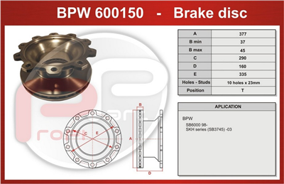 kotouč brzdový BPW SB 6000 - Profi Part, 377x290x160x335