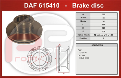 kotouč brzdový DAF LF45, AVIA D100 př. ABS kroužek, o 329 mm - Profi Part