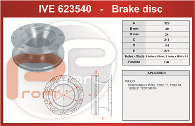 kotouč brzdový IVECO EUROCARGO 110EL - Profi Part, 329x215x141x275