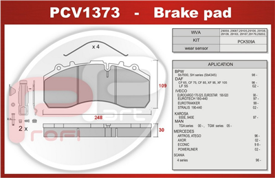deska brzdová MAN, MERCEDES, DAF - Profi Part, WVA 29202, 248x109.5x30, PCV1373