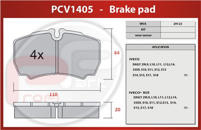 deska brzdová IVECO DAILY - Profi Part, 107x61x20, PCV1405