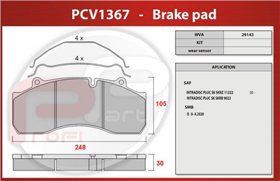 deska brzdová SAF - Profi Part, 248x105x30, PCV1367