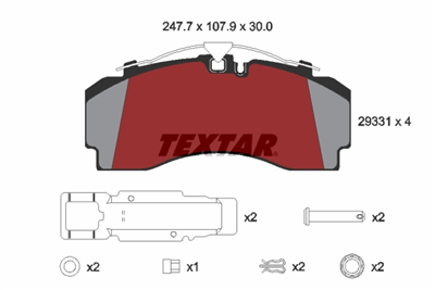 deska brzdová SCANIA, DAF, SAF 247,5x109,2x30 TEXTAR