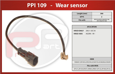 čidlo brzdových desek IVECO Daily - Profi Part, PPI 109