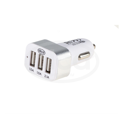 Zástrčka s 3x USB výstupem (1,0A 1,0A 2,1A), 12/24V, bílo-stříbrná, 510520