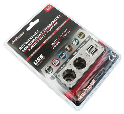 Rozdvojka zapalovače 12/24V, 2x USB, 42932