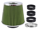 151-0112 Filtr vzduchový UNI 155x130x120mm, zelený/chrom, adaptér 60,63,70mm, 86008