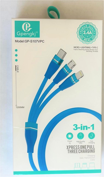 Kabel USB 3v1 s konektory Apple, microUSB, USB-C 70107