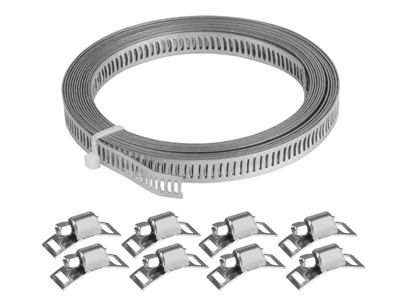 Sada 8 kovových hadicových spon a 8ks upínacích svorek 8mm x 3m, 86084