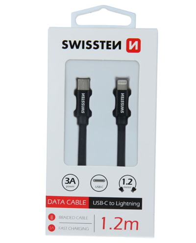 Kabel USB-C / Lightning, 1,2 m, SWISSTEN černý, 45585