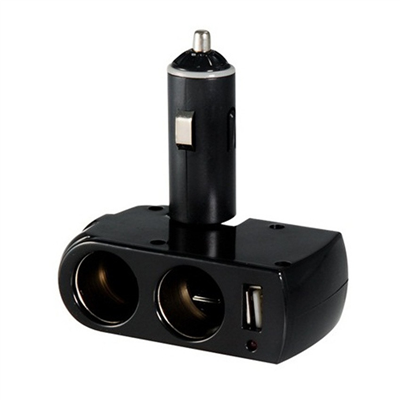 Rozdvojka do autozapalovače + 1x USB (nastavitelná, černá)