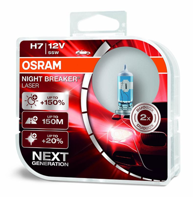 Halogénové žiarovky Osram H7 12V 55W PX26d NIGHT BREAKER LASER +150% 2ks