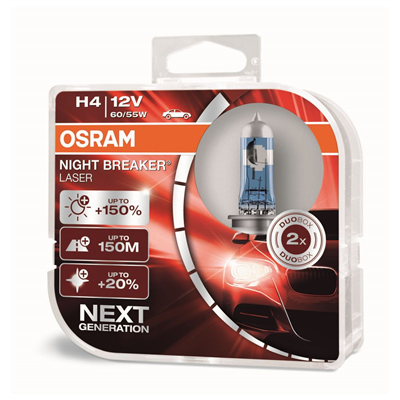 Halogénové žiarovky Osram H4 12V 60/55W P43t NIGHT BREAKER LASER +150% 2 ks