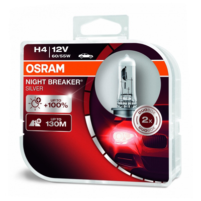 Halogénová žiarovka Osram H4 12V NIGHT BREAKER SILVER +100% /2 ks