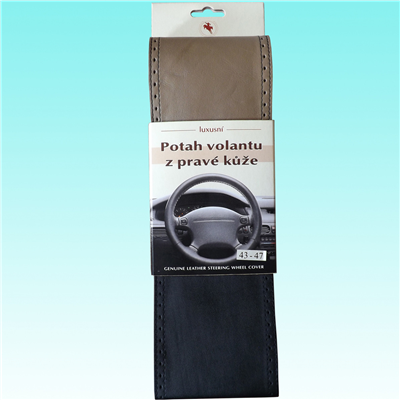 Kožený potah volantu (velikost C, černo-béžový)