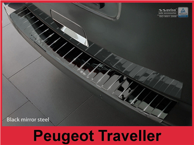 Ochranná lišta hrany kufru Peugeot Traveller 2016- (lakovaný nárazník, tmavá, chrom)