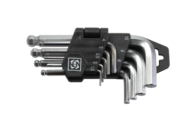 klíče zástrčné Inbus 1,5 - 10 mm, s koulí, sada 9 dílů