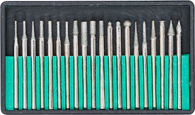 Brusná a frézovací tělíska, diamantová, dřík 3 mm, sada 20 ks - BGS 1607