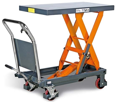 Nožnicový zdvíhací stôl FHT 500, nosnosť 500 kg, s hydraulickým systémom, mobilný