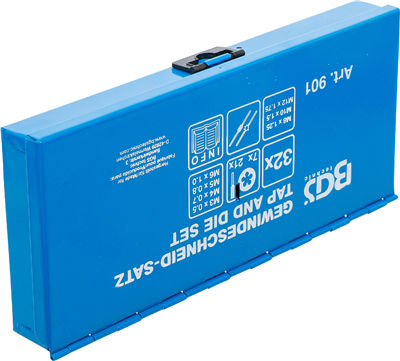 Závitorezné nástroje a závitové očká M3-M12 HSS, sada 32 dielov - BGS 901