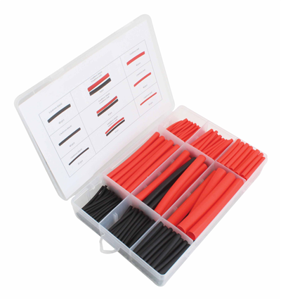 Bužírky - smršťovací hadičky s lepidlem, 9.5x89-1.6x45 mm, barevné, sada 270 ks