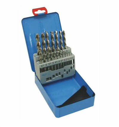 Vrtáky do kovu kobaltové 1,00-10,00x0,5 mm, DIN 338RTiHSSCo5 PN 2907, sada 19 ks v kovovom obale