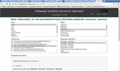 VIS - online databáze diagnostických postupů pro koncern VW