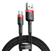 DATOVÝ KABEL USB / USB-C, CAFULE, 100 cm, 3 A, ČERVENO ČERNÝ