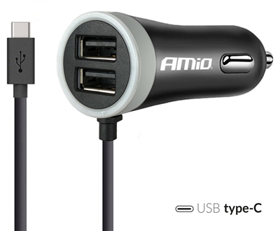 Nabíjačka do auta 12/24V Micro C + 2x USB 2.4A PCH PRO-3