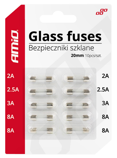 Sklenené poistky mini (20mm) 10 ks