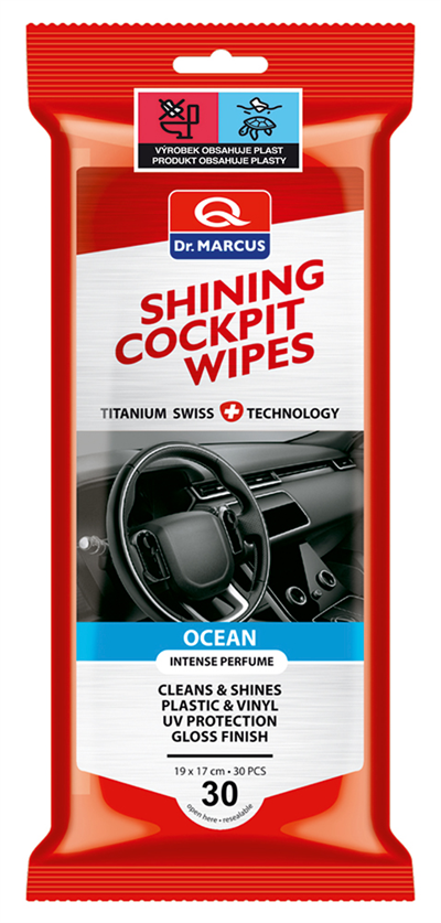 SHINING COCKPIT WIPES 30 ks OCEAN - čistící ubrousky na plasty