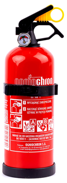 OG60179 Práškový hasiaci prístroj ABC s manometrom a vešiakom, 1 kg