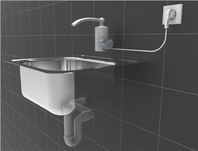 Baterie nástěnná s elektrickým ohřívačem vody (20cm)