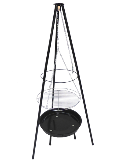 Kulatý gril na dřevěné uhlí 52 cm s trojnožkou