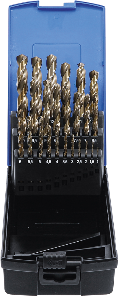 Vrtáky do kovu 1-13 mm, kobaltové HSS-G M35, sada 25 dielov - BGS 116