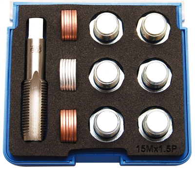 Sada na opravu závitů olejových van M15x1,5 mm, 25 dílů - BGS 157