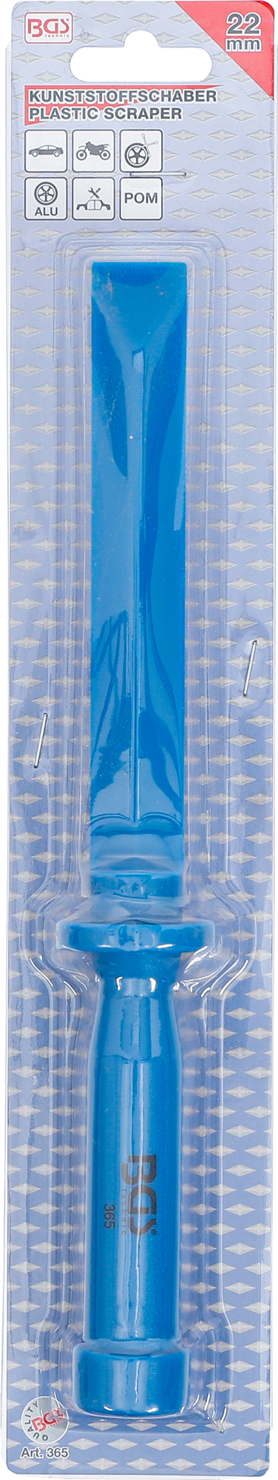 Plastový šábr - škrabka, délka 255 mm, šířka 22 mm, na odstranění lepených závaží