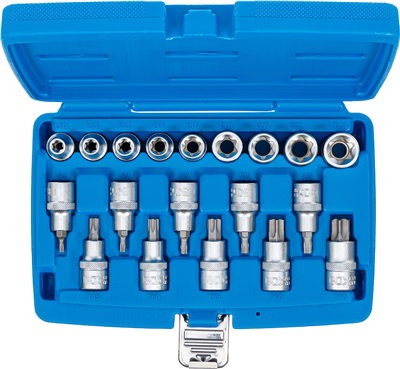 Hlavice 1/2” TORX vel. T30-T70 a E-TORX vel. E10-E24, sada 19 ks - BGS 5100