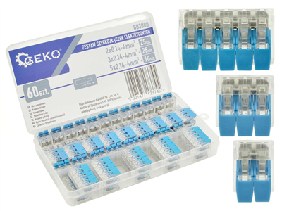 Svorky s páčkou na vodiče 0.14-4mm2, sada 60ks GEKO