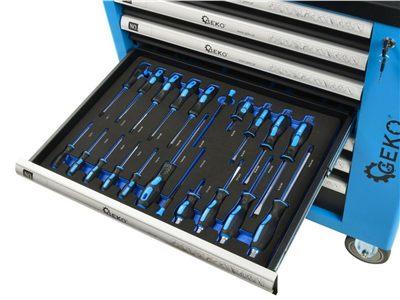 Dílenská pojízdná skříňka 7 zásuvek s vybavením 243 ks GEKO