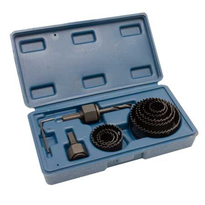 Vrtáky vykružovací korunkové na dřevo, 19-63 mm, hloubka 25 mm, sada 11 ks WJ0011